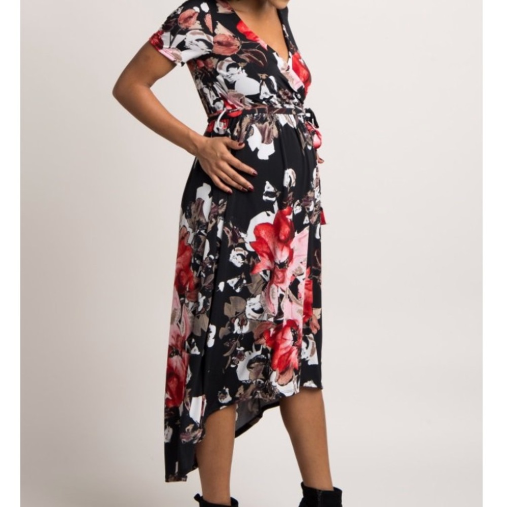Black floral maternity/nursing dress
